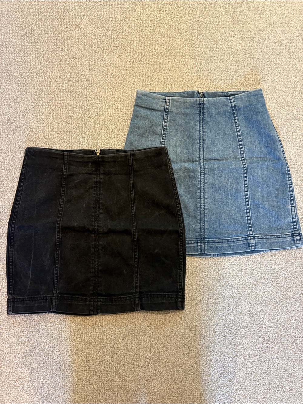 Free People Denim Mini Skirt BUNDLE -  Black and Light Blue